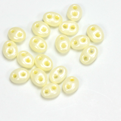 Preciosa Czech Glass 2-Hole Seed Bead - Twin 2.5x5MM TERRA PEARL LT YELLOW 16286