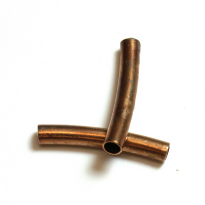 Brass Curved Bead - Hollow Tube 20x3MM RAW