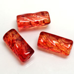 Plastic Bead - Two Tone Speckle Color Etched Cylinder 23x10MM ORANGE YELLOW