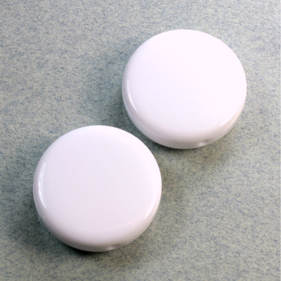 Plastic Bead - Opaque Color Smooth Flat Round 22MM CHALKWHITE