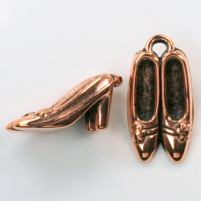 Metalized Plastic Pendant- Shoes 24x13MM ANT COPPER