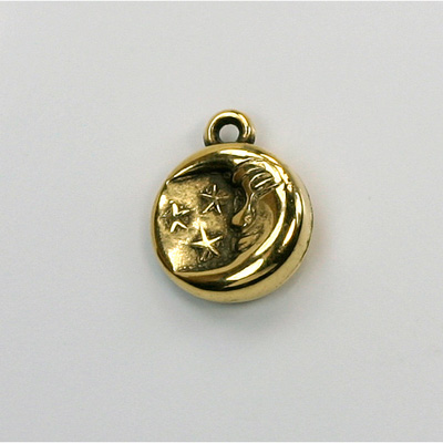 Metalized Plastic Pendant- Moon 17x14MM ANT GOLD