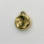 Metalized Plastic Pendant- Moon 17x14MM ANT GOLD