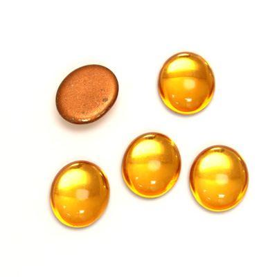 Glass Medium Dome Foiled Cabochon - Oval 12x10MM TOPAZ