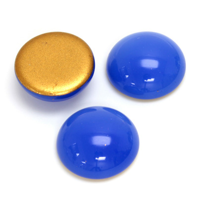 Glass Medium Dome Foiled Cabochon - Round 18MM OPAL BLUE