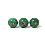 Czech Glass Lampwork Bead - Smooth Round 12MM Flower ON GREEN (5323)