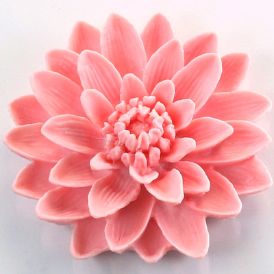 Plastic Carved No-Hole Flower - Water Lily 50MM MATTE PINK