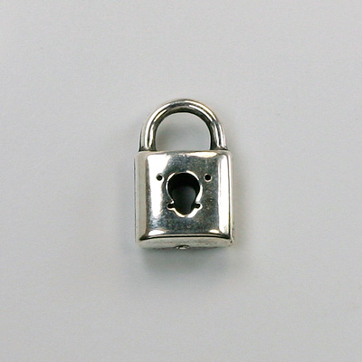 Metalized Plastic Pendant- Lock 16x11MM ANT SILVER