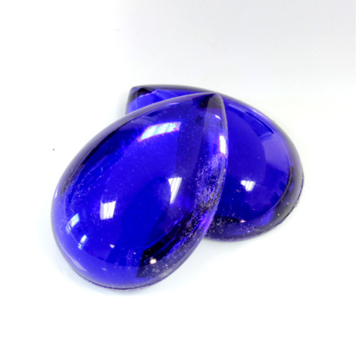 Plastic Flat Back Foiled Cabochon - Pear 25x18MM SAPPHIRE