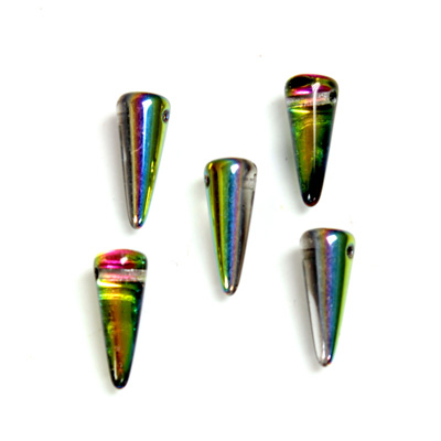 Czech Pressed Glass Bead - Smooth Spike 05x13MM CRYSTAL VITRAIL