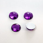 Plastic Flat Back Foiled Rauten Rose Rhinestone - Round 12MM AMETHYST