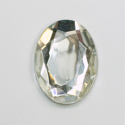 Glass Flat Back Rose Cut Faceted Foiled Stone - Oval 25x18MM CRYSTAL