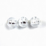 Czech Glass Lampwork Bead - Round 10MM Crystal WHITE SWIRL SILVER LINE 01032