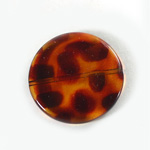 Plastic  Bead - Mixed Color Smooth Flat Round 30MM TORTOISE