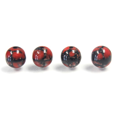 Czech Glass Lampwork Bead - Round 08MM RED MATRIX