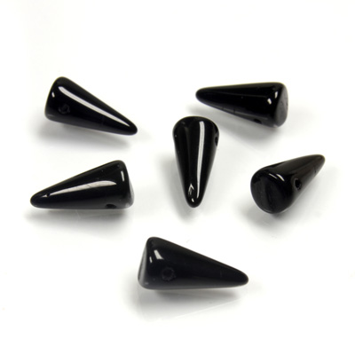 Czech Pressed Glass Bead - Smooth Spike 05x10MM JET