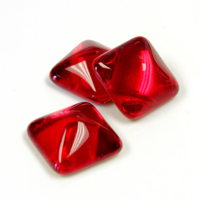 Glass High Dome Foiled Cabochon - Square 12x12MM RUBY