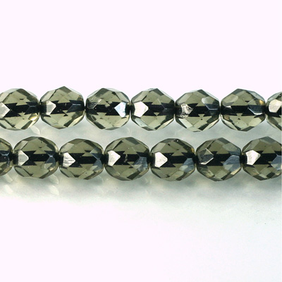 Czech Glass Fire Polish Bead - Round 08MM BLACK DIAMOND BLACK LINE