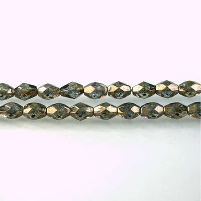 Czech Glass Fire Polish Bead - Oval 06x4MM LUMI COATED TAUPE