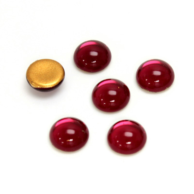 Glass Medium Dome Foiled Cabochon - Round 09MM FUCHSIA