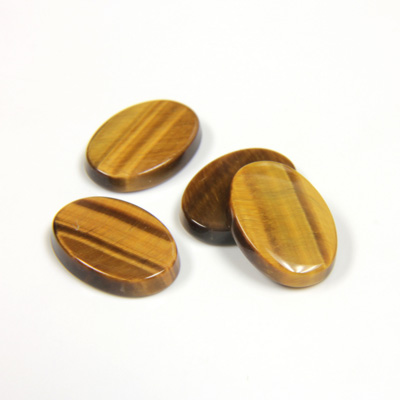 Gemstone Flat Back Single Bevel Buff Top Stone - Oval 14x10MM TIGEREYE