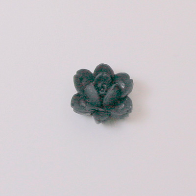 Plastic Carved No-Hole Flower - Rose 14MM MATTE JET