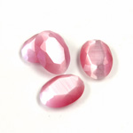 Fiber-Optic Flat Back Stone with Faceted Top and Table - Oval 14x10MM CAT'S EYE LT PINK