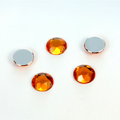 Plastic Flat Back Foiled Rose Cut Rhinestone - Round 09MM TOPAZ