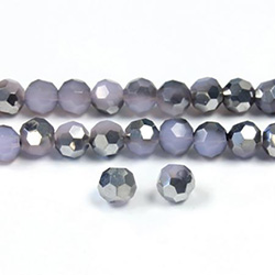 Chinese Cut Crystal Bead 32 Facet - Round 04MM PURPLE with HALF SILVER