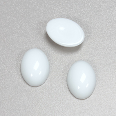 Plastic Flat Back Opaque Cabochon - Oval 18x13MM CHALKWHITE