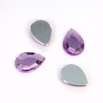 Plastic Flat Back Foiled Rose Cut Rhinestone - Pear 14x10MM LT AMETHYST