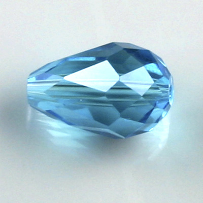 Chinese Cut Crystal Bead - Pear 12x8MM AQUA