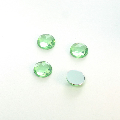 Plastic Flat Back Foiled Rauten Rose Rhinestone - Round 08MM PERIDOT