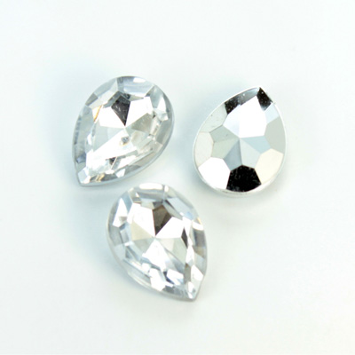 Plastic Point Back Foiled Stone - Pear 18x13MM CRYSTAL