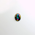 Glass Flat Back Rauten Rose - Oval 08x6MM IRIS GREEN Coated