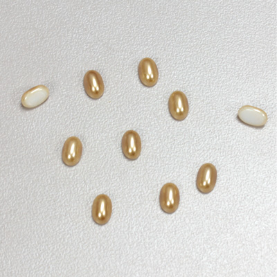 Glass Medium Dome Cabochon Pearl Spray Finish - Oval 06x4MM GOLD