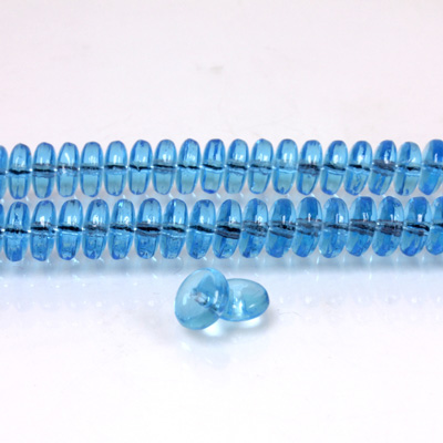 Czech Pressed Glass Bead - Smooth Rondelle 6MM AQUA