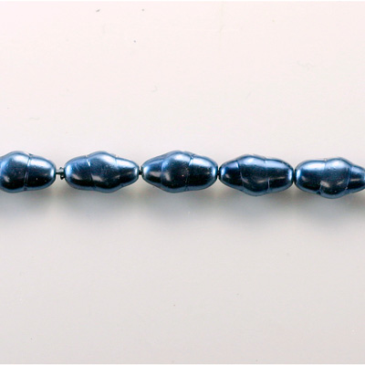 Czech Glass Pearl Bead - Baroque Oblong 13x7 NAVY 70467