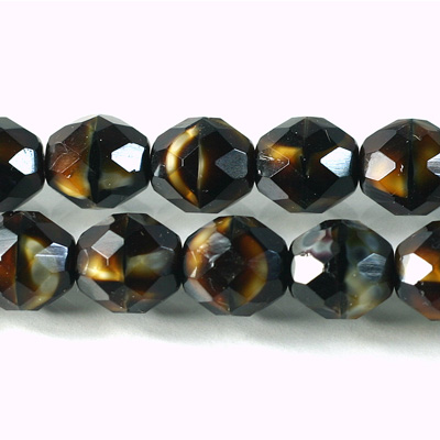 Czech Glass Fire Polish Bead - Round 12MM TIGEREYE