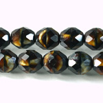 Czech Glass Fire Polish Bead - Round 12MM TIGEREYE