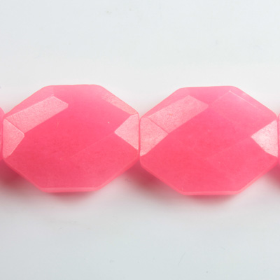 Gemstone Bead - Faceted Octagon 25x20MM Dyed QUARTZ Col. 27 ROSE