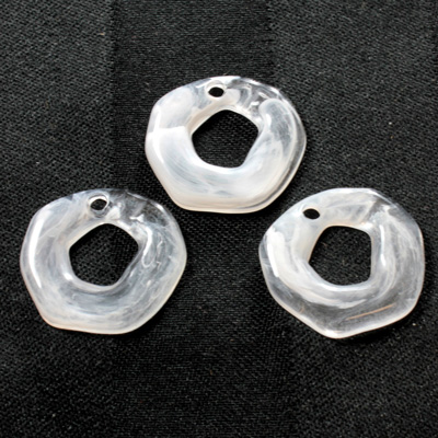 Plastic Pendant - Smooth Fancy Round Ring 23MM CRYSTAL QUARTZ (H1109)