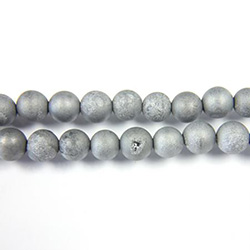 Gemstone Bead Round Druzy 6MM GREY COAT