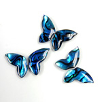 Shell Flat Back Stone - Butterfly Wings 15.5x10MM PAUA BLUE