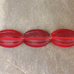 Czech Pressed Glass Bead - Ribbed Melon Oval 17x11MM MATTE RUBY