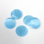 Fiber-Optic Flat Back Stone with Faceted Top and Table - Round 11MM CAT'S EYE AQUA