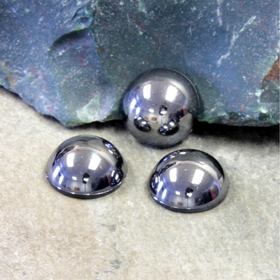 Plastic Flat Back Metalized Cabochon - Round 13MM HEMATITE