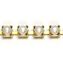 Czech Pearl Cup Chain SS18 WHITE PEARL-BRASS