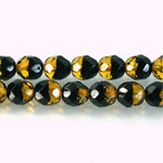 Czech Glass Fire Polish Bead - Round 08MM DYED SM TOPAZ-BLACK