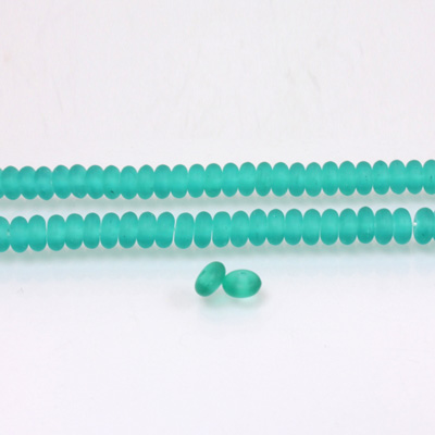 Czech Pressed Glass Bead - Smooth Rondelle 4MM MATTE EMERALD